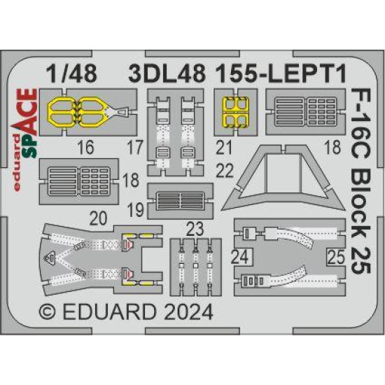 Eduard 3DL48155 1/48 F-16C Block 25 SPACE 3D Decal for Aircraft Space