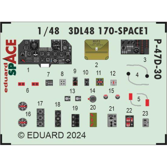Eduard 3DL48170 1/48 P-47D-30 SPACE 3D Decal for Aircraft Space
