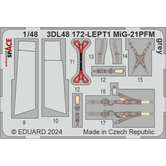 Eduard 3DL48172 1/48 MiG-21PFM grey SPACE 3D Decal for Aircraft Space Eduard 3DL48172 1/48 MiG-21PFM grey SPACE 3D Decal for Aircraft Space