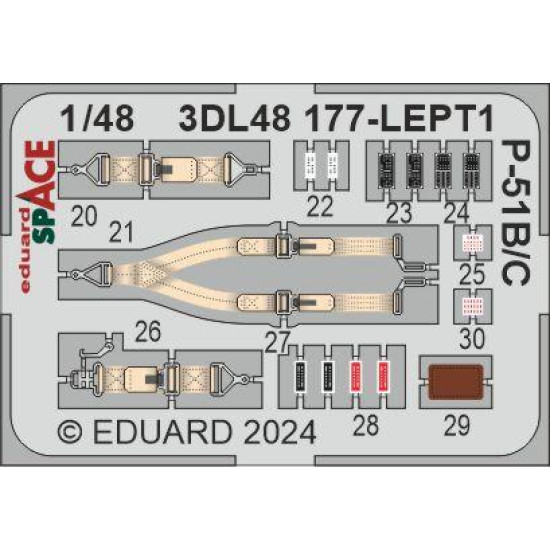 Eduard 3DL48177 1/48 P-51B/C SPACE 3D Decal for Aircraft Space