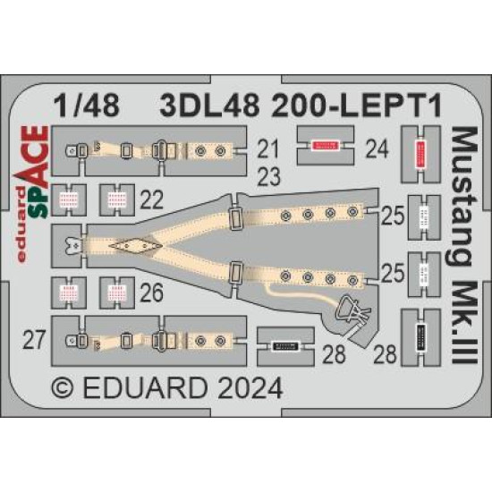 Eduard 3DL48200 1/48 Mustang Mk.III SPACE 3D Decal for Aircraft Space
