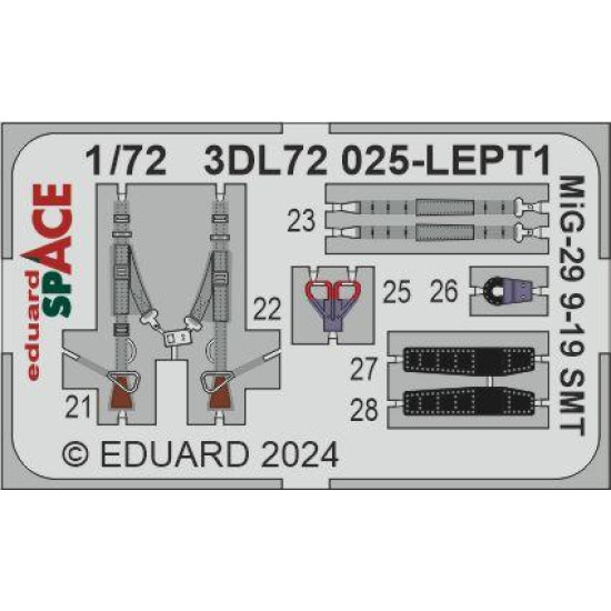 Eduard 3DL72025 1/72 MiG-29 9-19 SMT SPACE 3D Decal for Aircraft Space