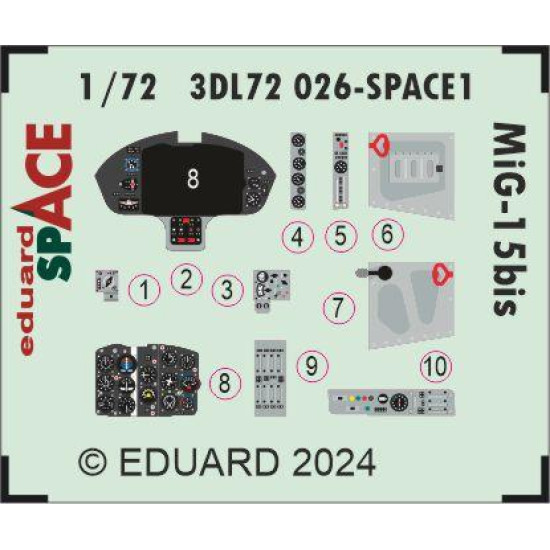Eduard 3DL72026 1/72 MiG-15bis SPACE 3D Decal for Aircraft Space Eduard 3DL72026 1/72 MiG-15bis SPACE 3D Decal for Aircraft Space