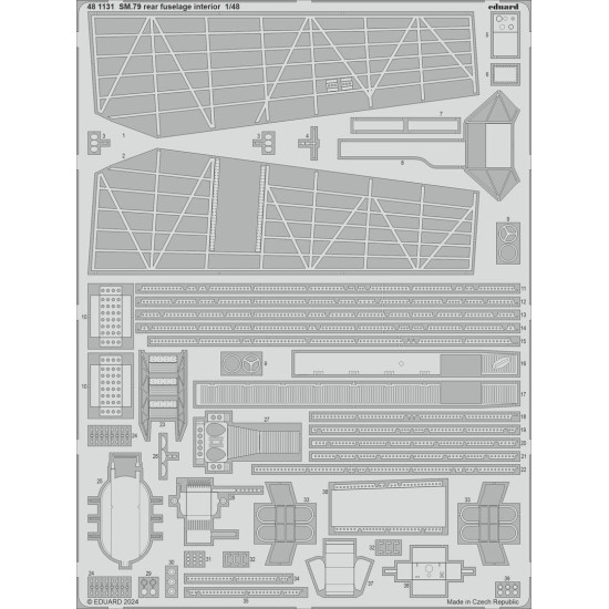 Eduard 481131 1/48 SM.79 rear fuselage interior Photo-Etched for Aircraft Photo etched set Eduard 481131 1/48 SM.79 rear fuselage interior Photo-Etched for Aircraft Photo etched set