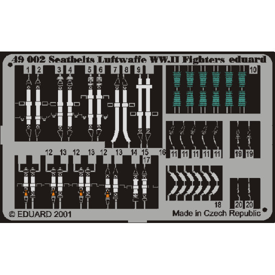 Eduard 49002 1/48 Seatbelts Luftwaffe WWII Fighters Photo-Etched for Aircraft Photo etched set