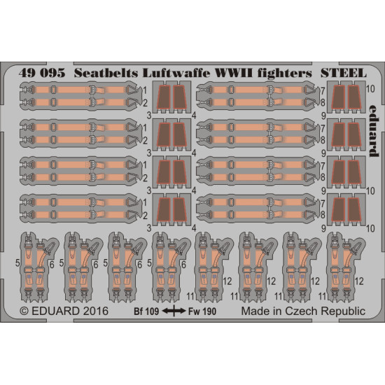 Eduard 49095 1/48 Seatbelts Luftwaffe WWII fighters STEEL Photo-Etched for Aircraft Photo etched set