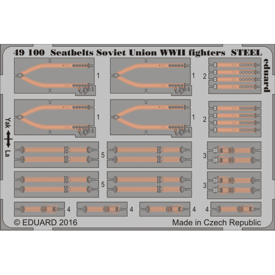 Eduard 49100 1/48 Seatbelts Soviet Union WWII fighters STEEL Photo-Etched for Aircraft Photo etched set