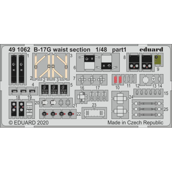 Eduard 491062 1/48 B-17G waist section Photo-Etched for Aircraft Photo etched set