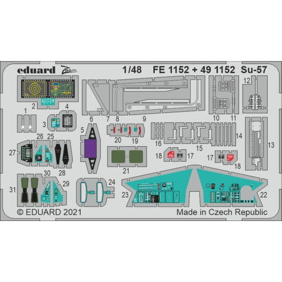 Eduard 491152 1/48 Su-57 Photo-Etched for Aircraft Photo etched set