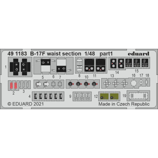Eduard 491183 1/48 B-17F waist section Photo-Etched for Aircraft Photo etched set