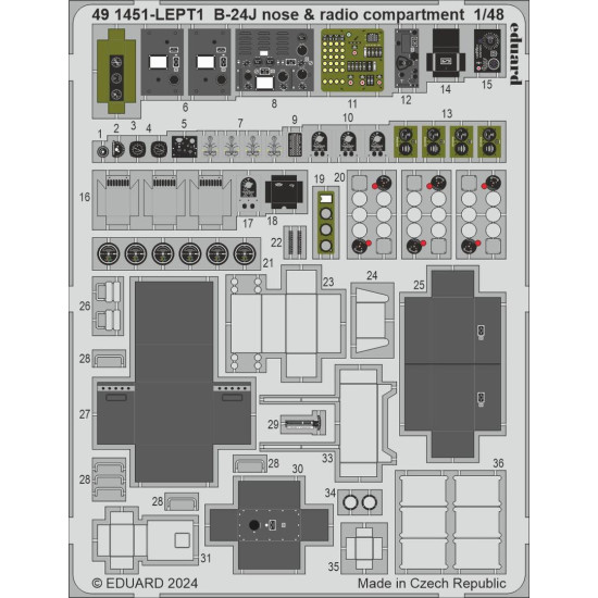 Eduard 491451 1/48 B-24J nose & radio compartment Photo-Etched for Aircraft Photo etched set