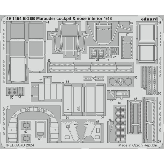 Eduard 491454 1/48 B-26B Marauder cockpit & nose interior Photo-Etched for Aircraft Photo etched set