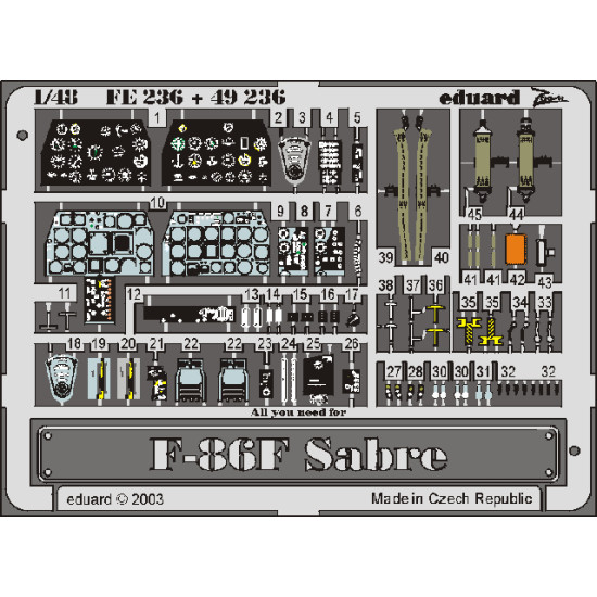 Eduard 49236 1/48 F-86F Photo-Etched for Aircraft Photo etched set