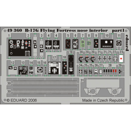Eduard 49360 1/48 B-17G nose interior Photo-Etched for Aircraft Photo etched set