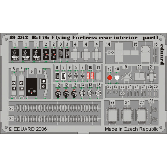 Eduard 49362 1/48 B-17G rear interior Photo-Etched for Aircraft Photo etched set