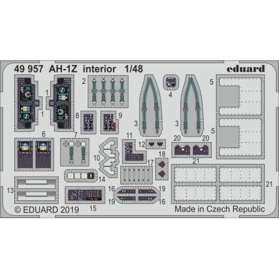 Eduard 49957 1/48 AH-1Z interior Photo-Etched for Aircraft Photo etched set
