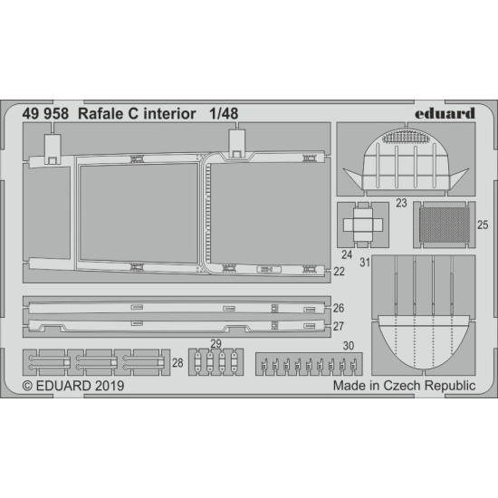 Eduard 49958 1/48 Rafale C interior Photo-Etched for Aircraft Photo etched set
