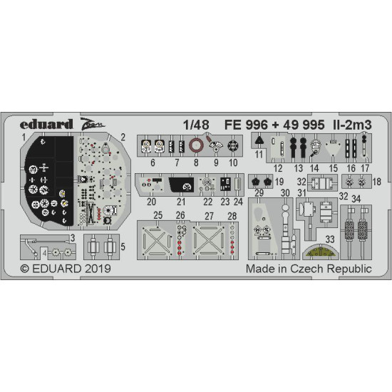 Eduard 49995 1/48 Il-2m3 interior Photo-Etched for Aircraft Photo etched set