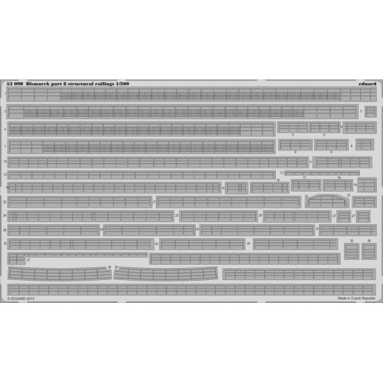 Eduard 53090 1/200 Bismarck part 8 - structural railings 1/200 Photo-Etched for Ships Photo etched set Eduard 53090 1/200 Bismarck part 8 - structural railings 1/200 Photo-Etched for Ships Photo etched set