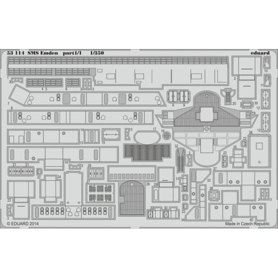 Eduard 53114 1/350 SMS Emden part 1 0 Photo-Etched for Ships Photo etched set Eduard 53114 1/350 SMS Emden part 1 0 Photo-Etched for Ships Photo etched set
