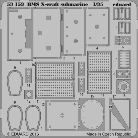Eduard 53153 1/35 HMS X-craft submarine Photo-Etched for Ships Photo etched set Eduard 53153 1/35 HMS X-craft submarine Photo-Etched for Ships Photo etched set