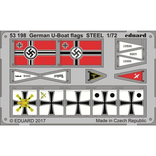 Eduard 53198 1/72 German U-boat flags STEEL Photo-Etched for Ships Photo etched set Eduard 53198 1/72 German U-boat flags STEEL Photo-Etched for Ships Photo etched set