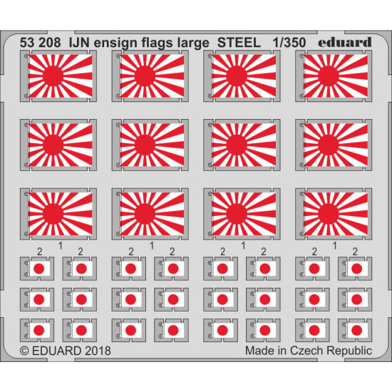 Eduard 53208 1/350 IJN ensign flags large STEEL 0 Photo-Etched for Ships Photo etched set Eduard 53208 1/350 IJN ensign flags large STEEL 0 Photo-Etched for Ships Photo etched set