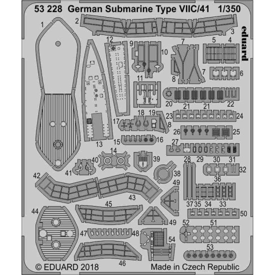 Eduard 53228 1/350 German Submarine Type VIIC/41 0 Photo-Etched for Ships Photo etched set