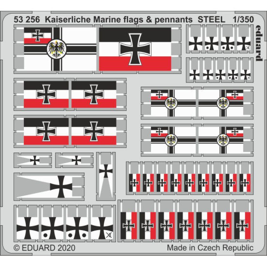 Eduard 53256 1/350 Kaiserlische Marine flags & pennants STEEL 0 Photo-Etched for Ships Photo etched set Eduard 53256 1/350 Kaiserlische Marine flags & pennants STEEL 0 Photo-Etched for Ships Photo etched set