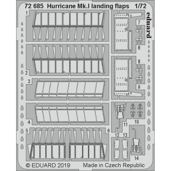 Eduard 72685 1/72 Hurricane Mk.I landing flaps Photo-Etched for Aircraft Photo etched set