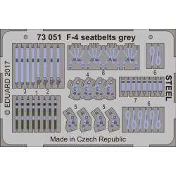 Eduard 73051 1/72 F-4 seatbelts grey STEEL Photo-Etched for Aircraft Photo etched set