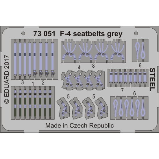 Eduard 73051 1/72 F-4 seatbelts grey STEEL Photo-Etched for Aircraft Photo etched set