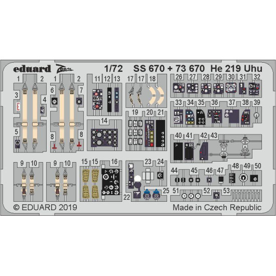 Eduard 73670 1/72 He 219 Uhu Photo-Etched for Aircraft Photo etched set