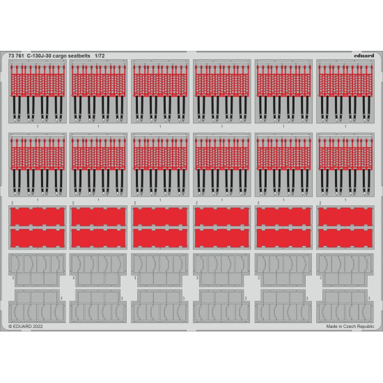 Eduard 73761 1/72 C-130J-30 cargo seatbelts Photo-Etched for Aircraft Photo etched set