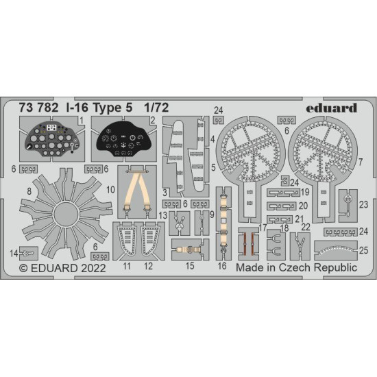 Eduard 73782 1/72 I-16 Type 5 Photo-Etched for Aircraft Photo etched set