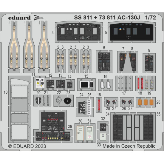 Eduard 73811 1/72 AC-130J interior Photo-Etched for Aircraft Photo etched set