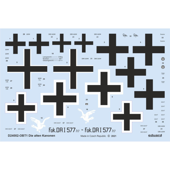 Eduard D24002 1/24 Die alten Kanonen Decal for Aircraft