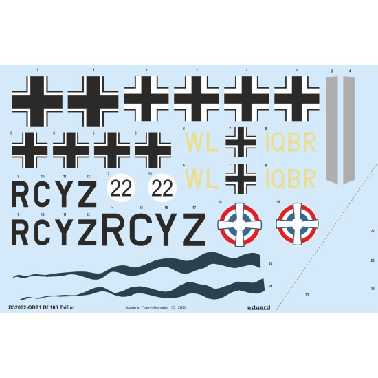 Eduard D32002 1/32 Bf 108 Taifun Decal for Aircraft Eduard D32002 1/32 Bf 108 Taifun Decal for Aircraft