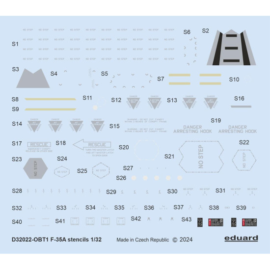 Eduard D32022 1/32 F-35A stencils Decal for Aircraft Eduard D32022 1/32 F-35A stencils Decal for Aircraft