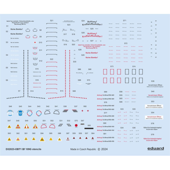 Eduard D32023 1/32 Bf 109G stencils Decal for Aircraft Eduard D32023 1/32 Bf 109G stencils Decal for Aircraft