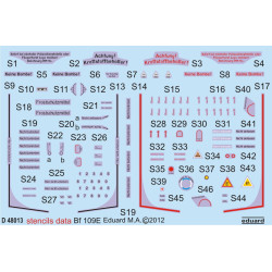 Eduard D48013 1/48 Bf 109E stencils Decal for Aircraft