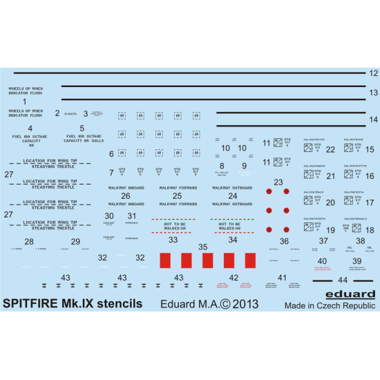 Eduard D48015 1/48 Spitfire stencils Decal for Aircraft Eduard D48015 1/48 Spitfire stencils Decal for Aircraft