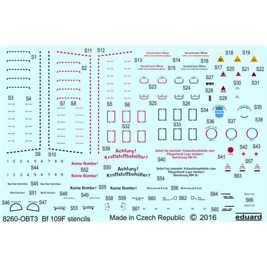 Eduard D48026 1/48 Bf 109F stencils Decal for Aircraft Eduard D48026 1/48 Bf 109F stencils Decal for Aircraft