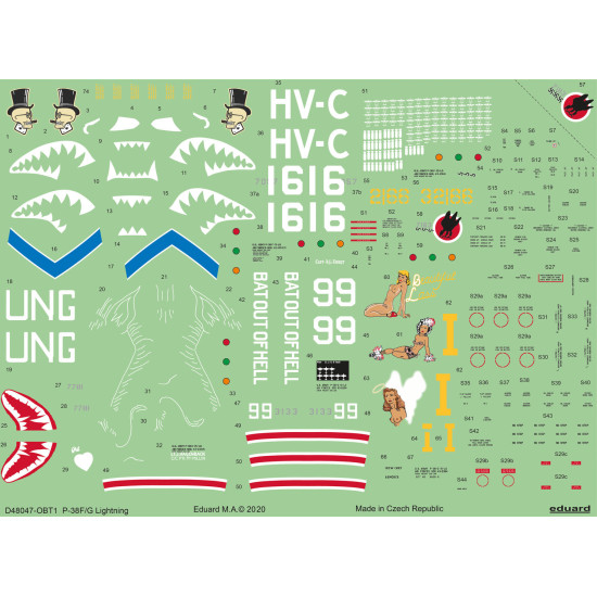 Eduard D48047 1/48 P-38F/G Decal for Aircraft Eduard D48047 1/48 P-38F/G Decal for Aircraft