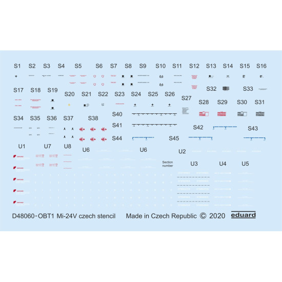 Eduard D48060 1/48 Mi-24V stencils Czech Decal for Aircraft Eduard D48060 1/48 Mi-24V stencils Czech Decal for Aircraft