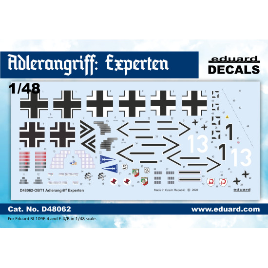 Eduard D48062 1/48 ADLERANGRIFF: Experten Decal for Aircraft Eduard D48062 1/48 ADLERANGRIFF: Experten Decal for Aircraft