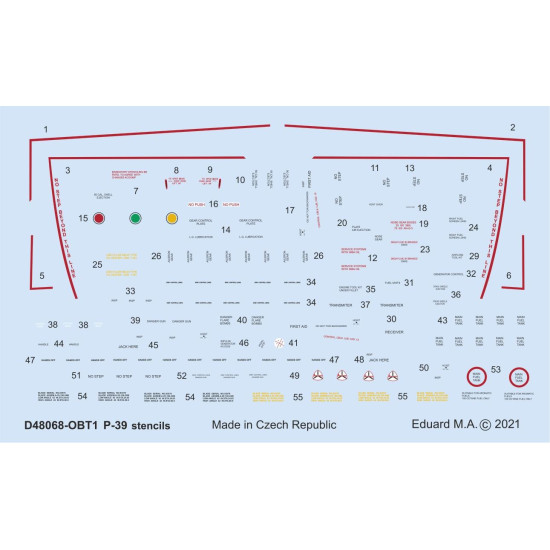 Eduard D48068 1/48 P-39 stencils Decal for Aircraft
