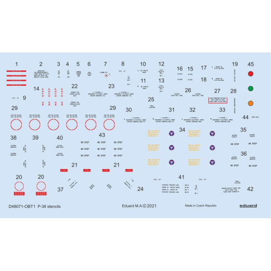 Eduard D48071 1/48 P-38 stencils Decal for Aircraft Eduard D48071 1/48 P-38 stencils Decal for Aircraft