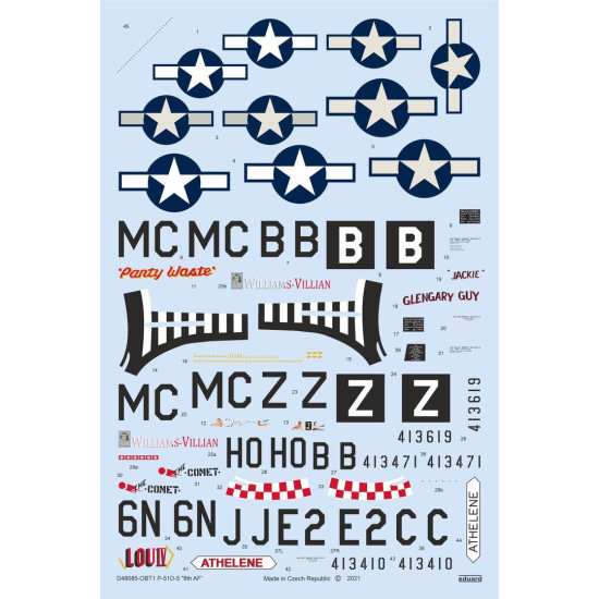 Eduard D48085 1/48 P-51D-5 "8th AF" Decal for Aircraft Eduard D48085 1/48 P-51D-5 "8th AF" Decal for Aircraft