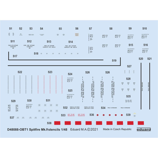 Eduard D48088 1/48 Spitfire Mk.V stencils Decal for Aircraft Eduard D48088 1/48 Spitfire Mk.V stencils Decal for Aircraft